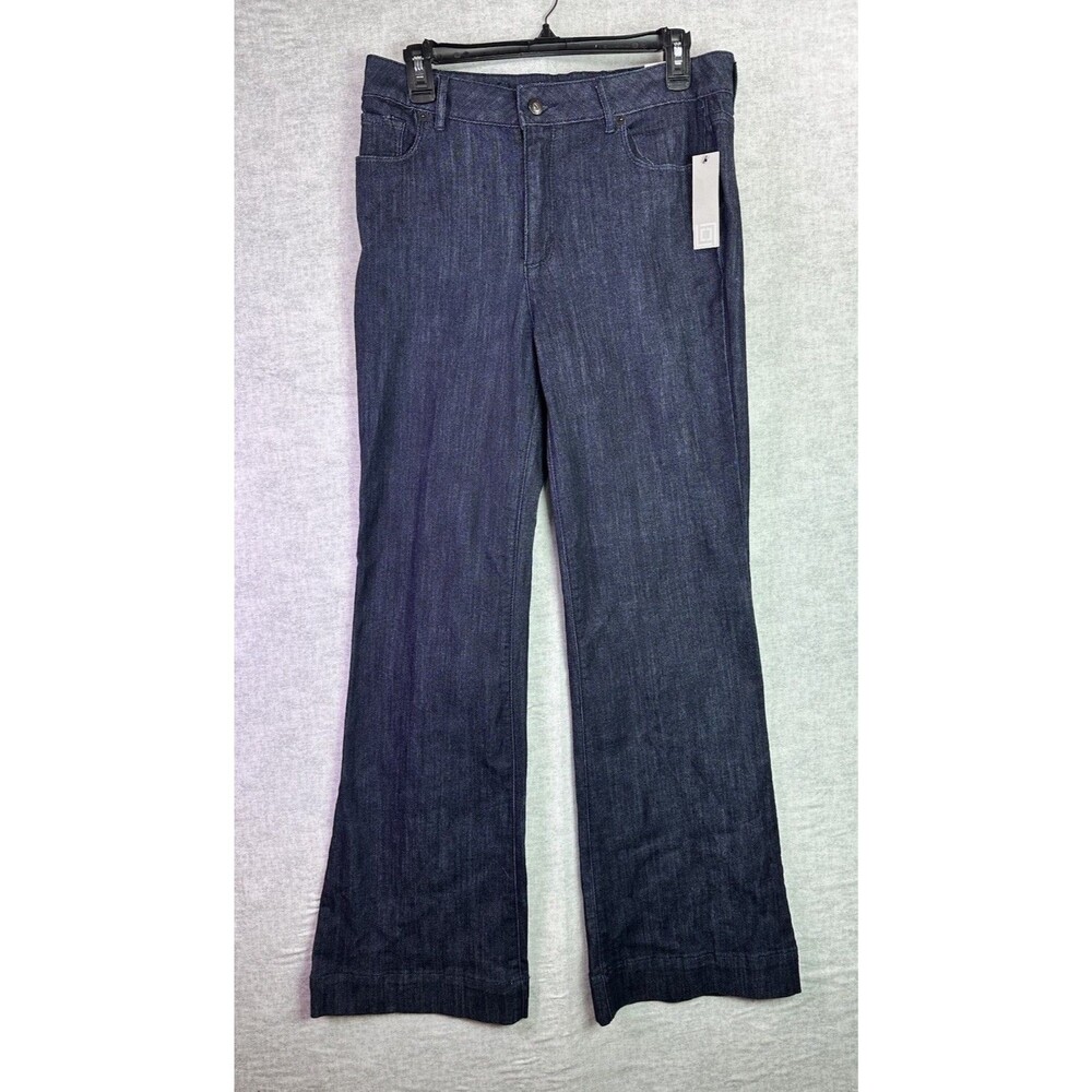 Liz Claiborne Women's Size 6 Dark Wash Mid Rise Wide Leg Denim Jeans Stretch NWT